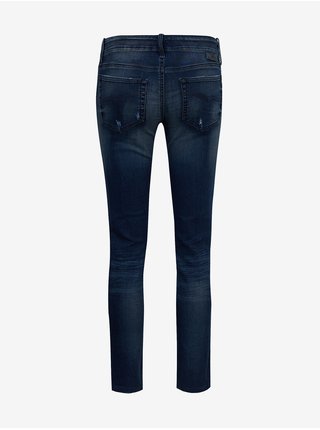 Tmavě modré dámské slim fit džíny s potrhaným efektem Diesel Grupee