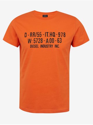 Oranžové pánské tričko s potiskem Diesel Diego