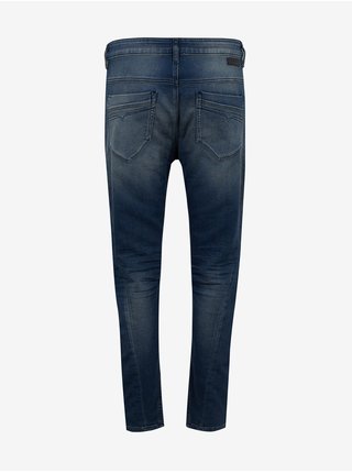 Tmavě modré dámské zkrácené mom fit džíny s vyšisovaným efektem Diesel Fayza