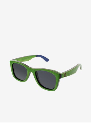 VeyRey Dřevěné polarizační sluneční brýle Nerd Metasequoia zelené