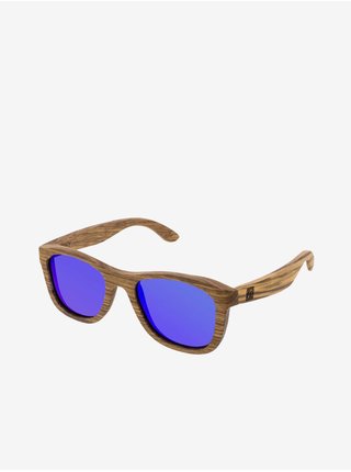 VeyRey Drevené polarizačné okuliare Nerd Firry modré sklá