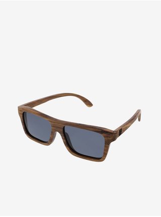 VeyRey Dřevěné sluneční brýle hranaté Forest černá skla