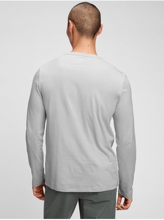 Šedé pánské basic tričko s dlouhým rukávem GAP