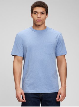 Modré pánské tričko bavlněné s kapsičkou GAP