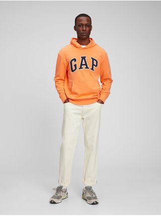 Oranžová pánská mikina Gap logo arch s kapucí