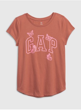 Hnedé dievčenské tričko organic logo GAP
