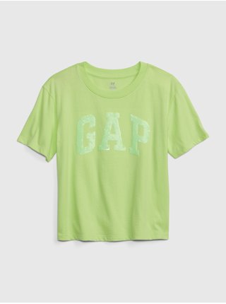 Zelené dievčenské tričko organic logo GAP
