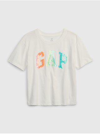 Biele dievčenské tričko organic logo GAP
