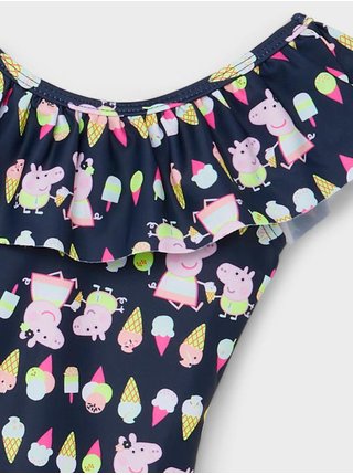 Tmavomodré dievčenské vzorované jednodielne plavky name it Peppa Pig
