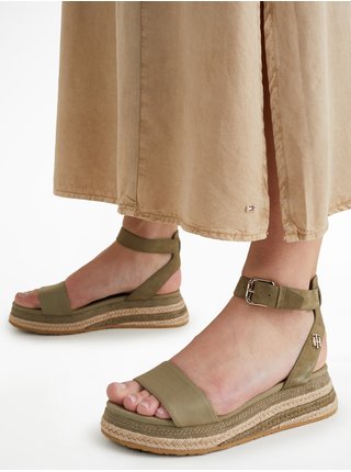 Khaki dámské semišové sandály Tommy Hilfiger