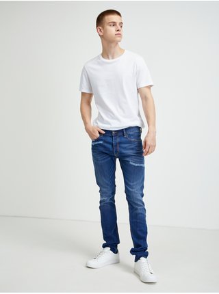 Modré pánské skinny fit džíny s potrhaným efektem Diesel Tepphar 