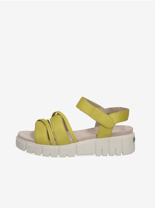 Žluté dámské kožené sandály na platformě Caprice