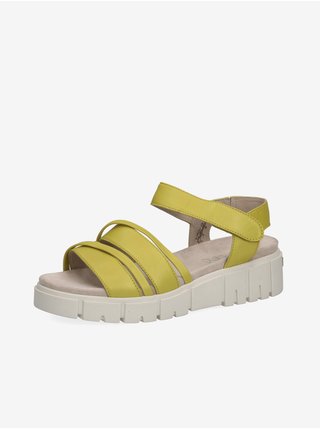 Žlté dámske kožené sandále na platforme Caprice