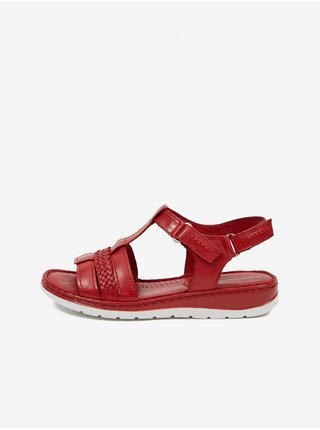 Červené dámské kožené sandály Caprice