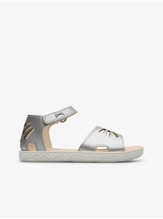 Holčičí kožené sandály ve stříbré barvě Camper