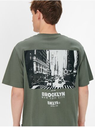 Šedozelené tričko s potiskem ONLY & SONS Fred