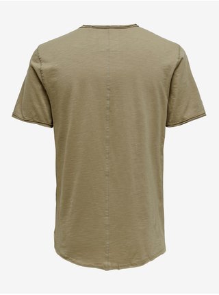 Khaki žíhané basic tričko ONLY & SONS Benne