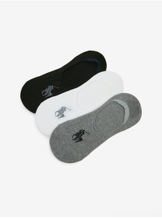 Sada troch párov pánskych ponožiek v šedej, bielej a čiernej farbe Ralph Lauren