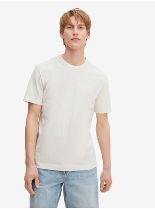 Krémové pánske basic tričko s vrecúškom Tom Tailor
