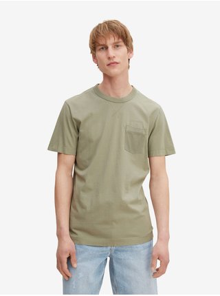 Kaki pánske basic tričko s vrecúškom Tom Tailor