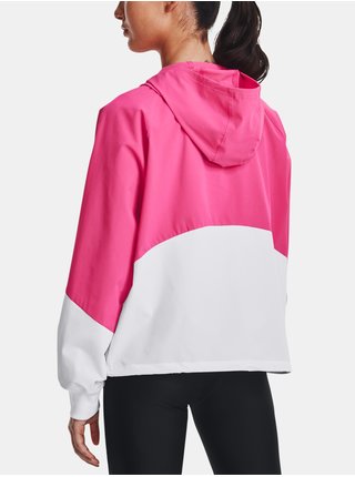 Ružová dámska ľahká bunda Under Armour Woven FZ Jacket-PNK