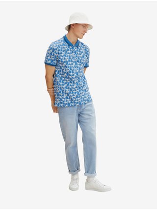 Modré pánské vzorované polo tričko Tom Tailor