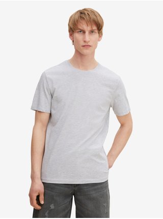Světle šedé pánské žíhané basic tričko Tom Tailor
