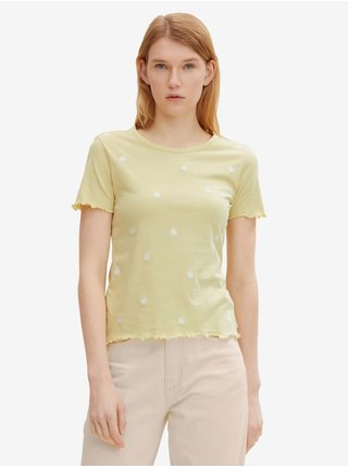 Světle žluté dámské květované tričko Tom Tailor Denim