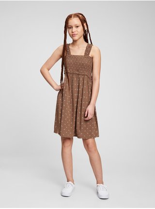 Hnedé dievčenské šaty Teen vzorované šaty GAP