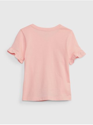 Ružové dievčenské tričko s logom a volánmi GAP