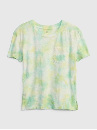 Zelené dievčenské tričko batikované organic GAP