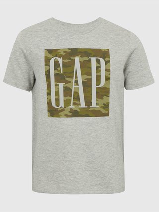 Šedé chlapčenské tričko army logo GAP