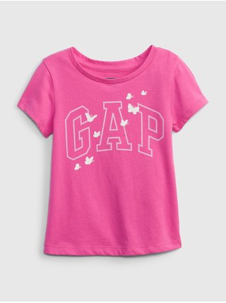 Ružové dievčenské tričko organic s logom GAP