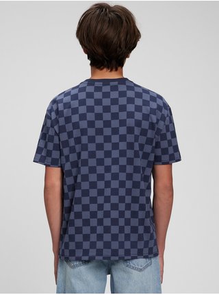 Tmavě modré klučičí tričko Teen organic šachovnice GAP