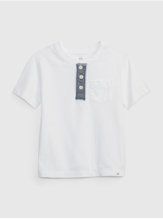 Biele chlapčenské tričko henley GAP