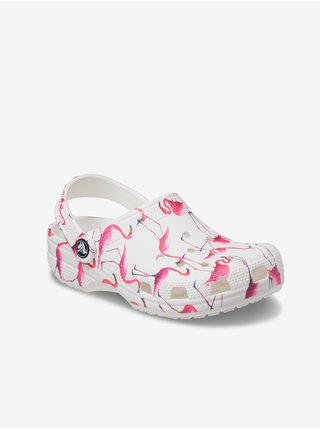 Biele dievčenské vzorované papuče Crocs