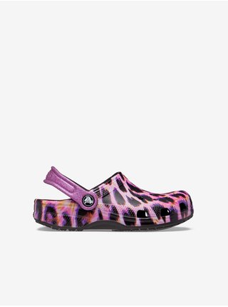 Fialové dievčenské papuče so zvieracím vzorom Crocs