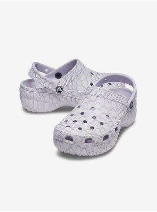 Světle fialové dámské vzorované pantofle Crocs