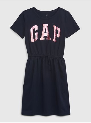 Tmavomodré dievčenské šaty s logom GAP