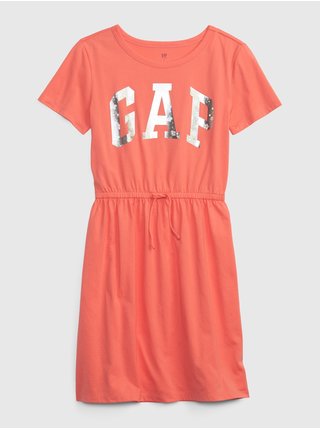 Oranžové dievčenské šaty s logom GAP