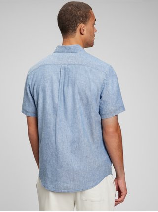 Modrá pánská košile standard z bavlny a lnu GAP