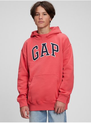 Červená holčičí mikina Teen Gap logo s kapucí Unisex GAP