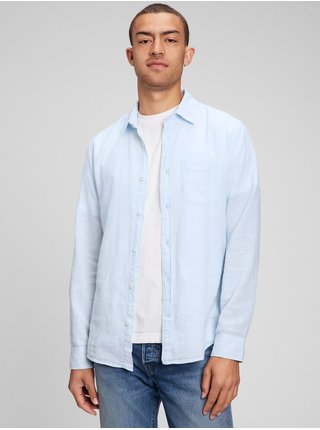Modrá pánská košile standard z bavlny a lnu GAP