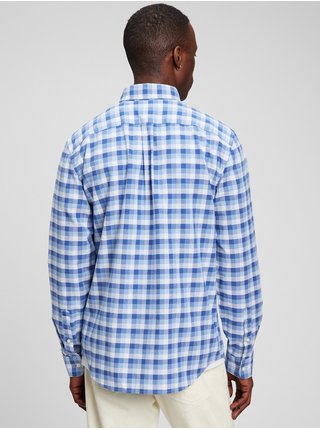 Modrá pánska kockovaná košeľa oxford štandard GAP