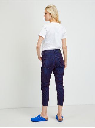 Tmavě modré dámské zkrácené slim fit džíny s povrchovou úpravou Diesel Fayza