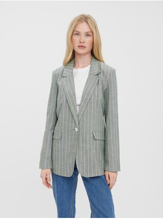 Světle zelené pruhované sako VERO MODA Serena