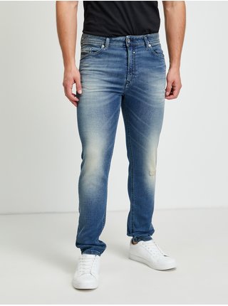Modré pánské slim fit džíny s vyšisovaným efektem džíny Diesel Spender