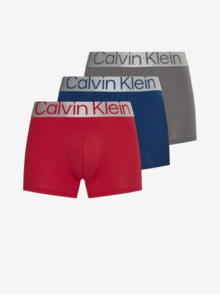 Sada tří pánských boxerek v šedé, modré a červené barvě Calvin Klein Underwear