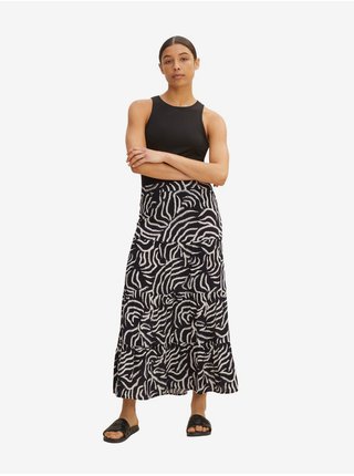 Krémovo-černá dámská vzorovaná maxi sukně Tom Tailor 