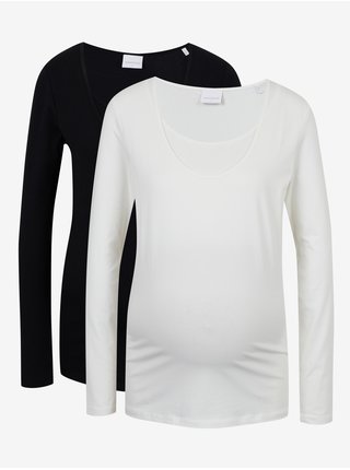 Sada dvou těhotenských triček s dlouhým rukávem v černé a bíle barvě Mama.licious Lea